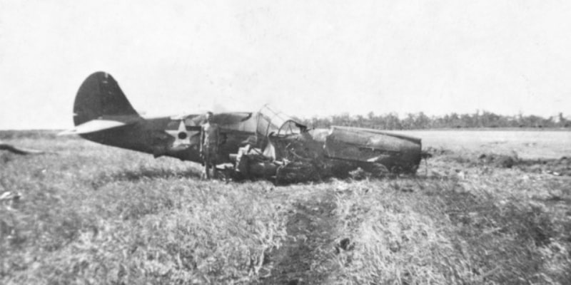 Old photo of a plane crash